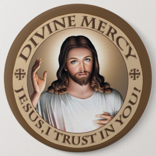 DIVINE MERCY JESUS I TRUST IN YOU! DEVOTIONAL GEAR 6 CM ROUND BADGE