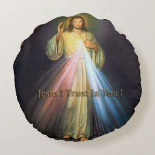 DIVINE MERCY JESUS I TRUST IN YOU ROUND CUSHION