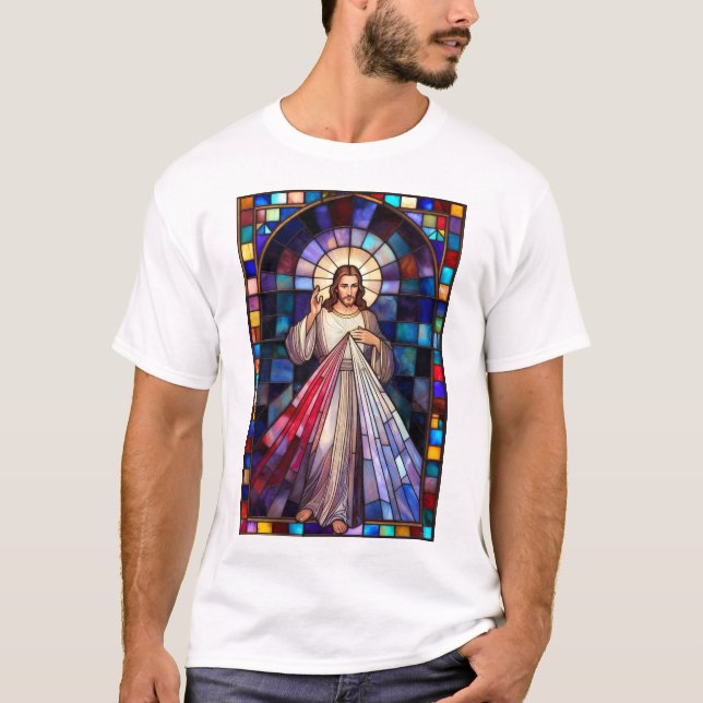 Divine Mercy Jesus Men's Tee Shirt (Front)