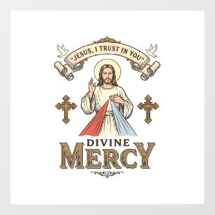 Divine Mercy Jesus Vintage Engraving Religious Shi