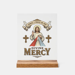 Divine Mercy Jesus Vintage Engraving Religious Shi Acrylic Sign