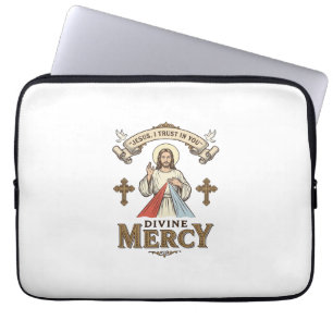 Divine Mercy Jesus Vintage Engraving Religious Shi Laptop Sleeve