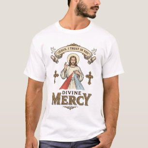 Divine Mercy Jesus Vintage Engraving Religious Shi T-Shirt