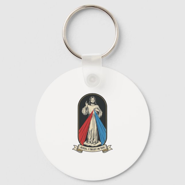 Divine Mercy Jesus Vintage Key Ring (Front)