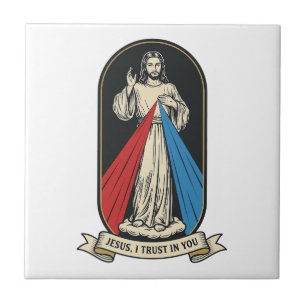 Divine Mercy Jesus Vintage Tile