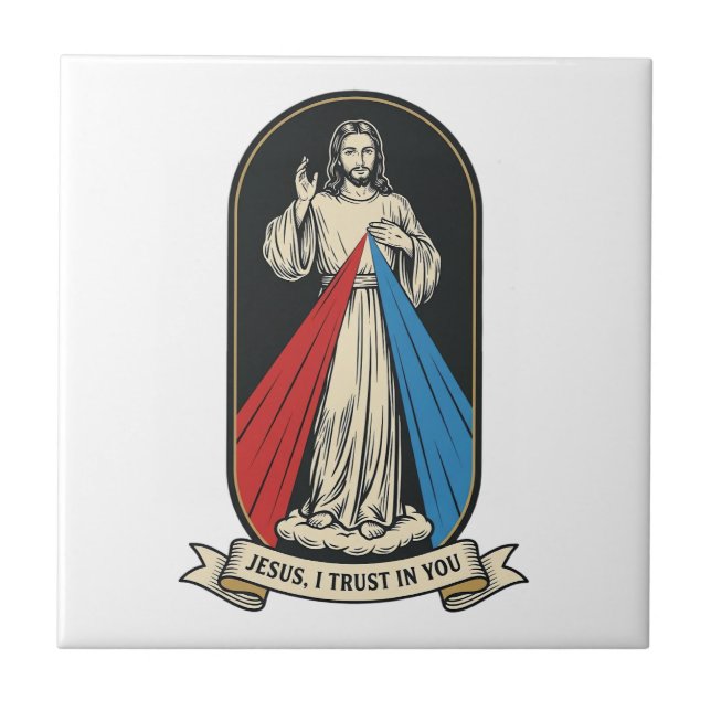 Divine Mercy Jesus Vintage Tile (Front)