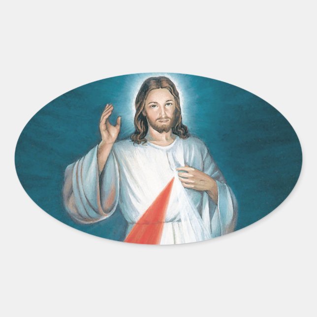 divine mercy oval sticker (Front)