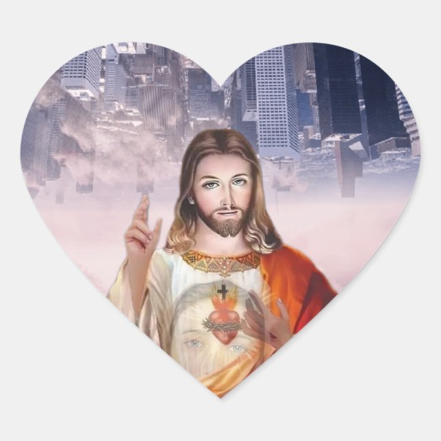 Divine Mercy, St. Faustina, Jesus I Trust in You Heart Sticker (Front)