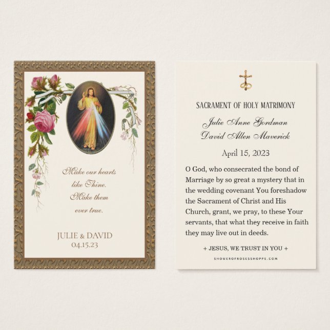 Divine Mercy Wedding Roses Prayer Card  (Front & Back)