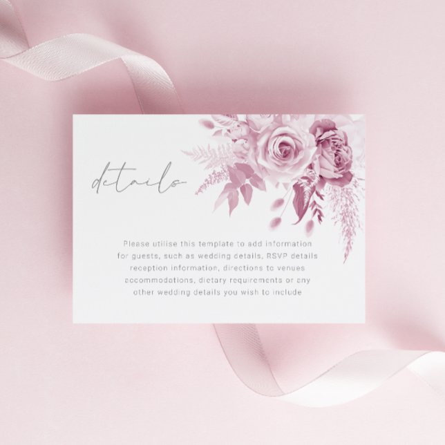 Divine Pink Rose Wedding Details Enclosure Card (Creator Uploaded)