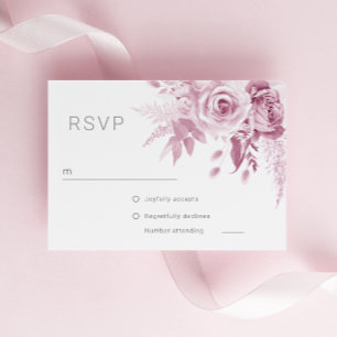 Divine Pink Rose Wedding RSVP Card