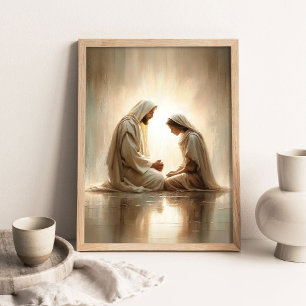 Divine Prayers, Christian Art, Jesus and Girl, Pic Poster