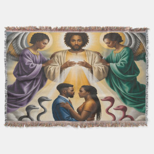 Divine Protection Black Couple Blanket