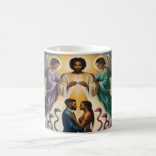 Divine Protection Black Couple Mug