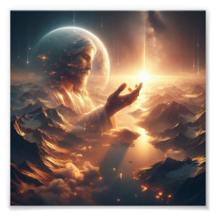 "Divine Reflection: Jesus in Cosmic Harmony" Photo Print