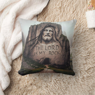 Divine Rock: Jesus Engraved The Lord Is My Rock Cushion