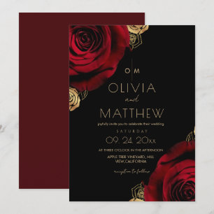 Divine & Romantic Red Rose Floral Wedding Invitation