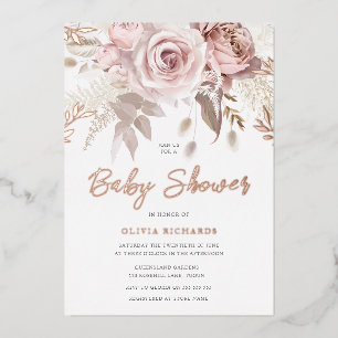 Divine Rose Gold Blush Floral Baby Shower