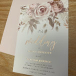Divine Rose Gold Blush Floral Wedding<br><div class="desc">The "Divine Rose Gold Blush Floral Wedding Foil Invitation" is the epitome of elegance and romance. Set against a gentle blush backdrop, this invitation showcases delicate florals in soft shades of pink and white, harmoniously intertwining with shimmering rose gold foil accents. The sophisticated calligraphy exudes timeless grace, making it a...</div>