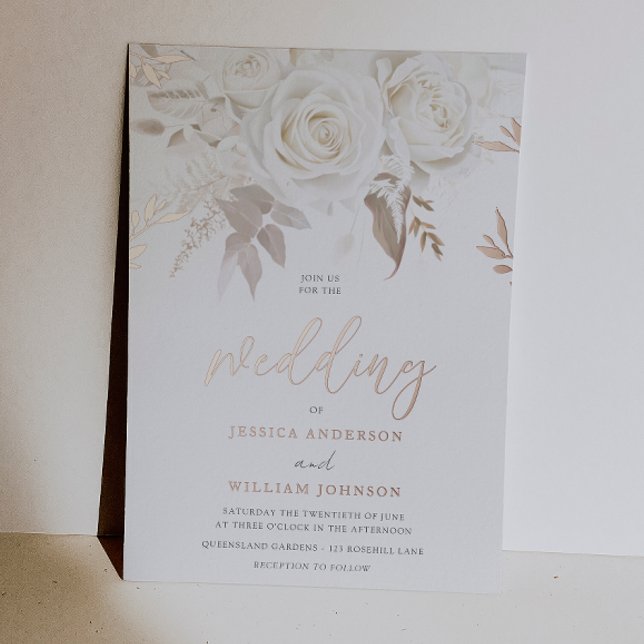 Divine Rose Gold Ivory White Roses Wedding (Creator Uploaded)
