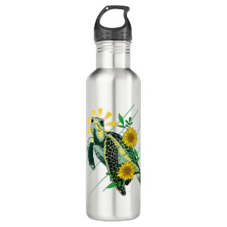 Divine Sea Turtle Sunflower 710 Ml Water Bottle
