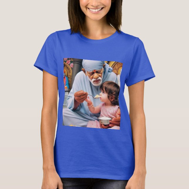Divine Serenity:Sai Baba Watercolor t-shirt  (Front)