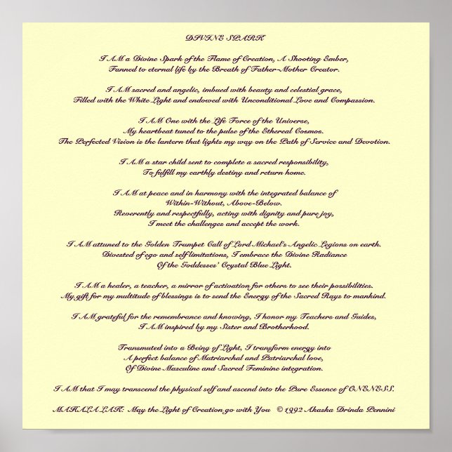 Divine Spark Meditation - Customised Poster (Front)