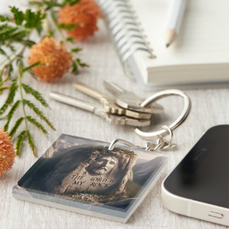 Divine Statue: The Lord Is My Rock Key Ring