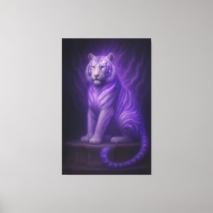 Divine Temple White Tiger – Purple Lightning Celes Canvas Print