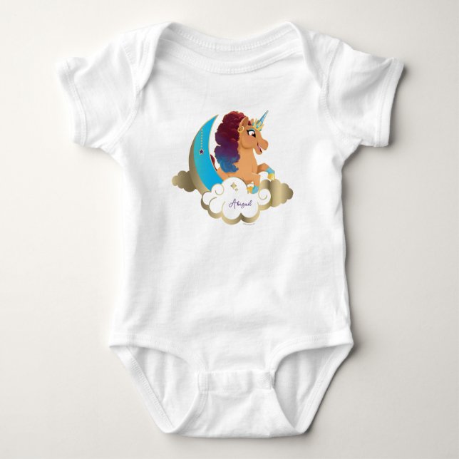 Divine the Unicorn | Moon & Clouds Baby Bodysuit (Front)