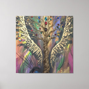 DIVINE TREE WITH JEWELED LEAVES CANVAS PRINT