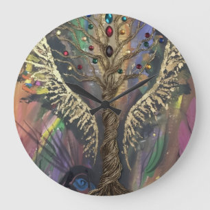DIVINE TREE WITH JEWELED LEAVES LARGE CLOCK