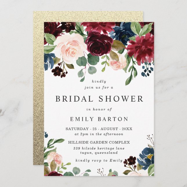 Divine Wedding; Spring or Fall Floral Bridal Showe Invitation (Front/Back)
