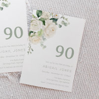 Divine White Roses & Sage 90th Birthday Party
