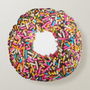 Divinely Decadent Doughnut Sprinkles Back Round Cushion