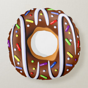 Divinely Decadent Doughnut - Sprinkles Back Round Cushion