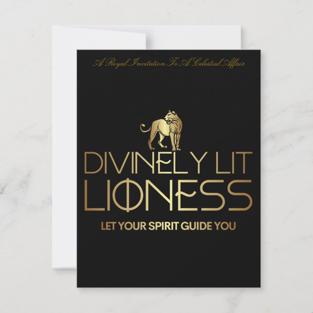 Divinely Lit Lioness Zodiac Invitation (Front)