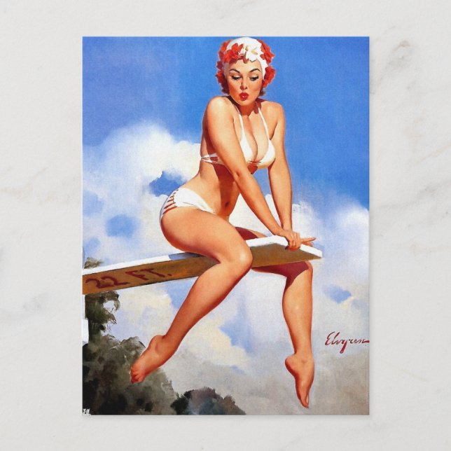 Diving Board Pin-Up Postcard (Front)