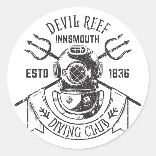 Diving Club Innsmouth Lovecraftian T-Shirt Classic Round Sticker (Front)