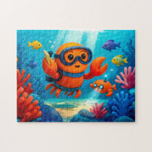 Diving Crab Exploring Colourful Underwater Coral W Jigsaw Puzzle
