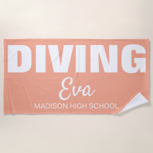 Diving, Diver Senior Night Gifts Springboard Beach Towel