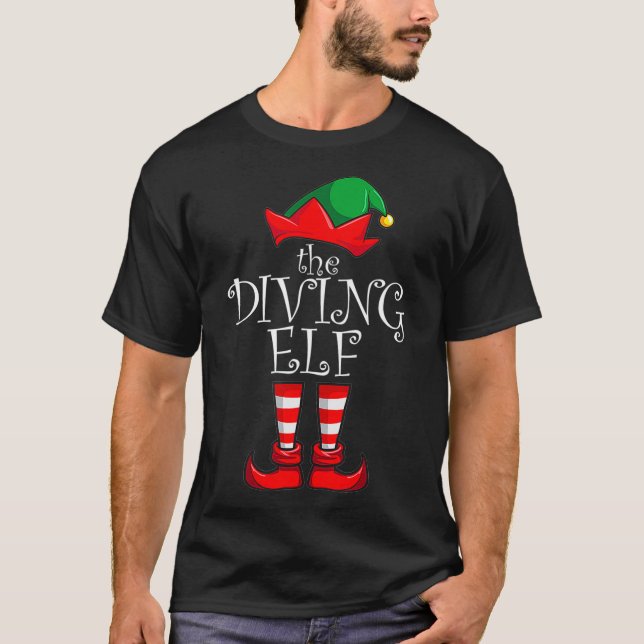 Diving Elf Matching Family Christmas Party Pajama  T-Shirt (Front)