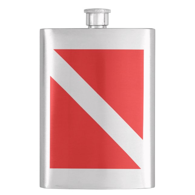 Diving Flag Scuba Diver Diver Down Hip Flask (Front)