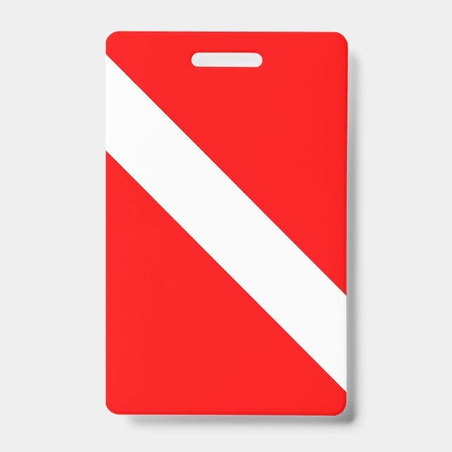 Diving Flag Scuba Diver Diver Down ID Badge (Front)