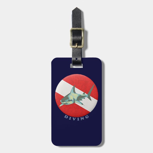 diving flag shark luggage tag (Front Vertical)