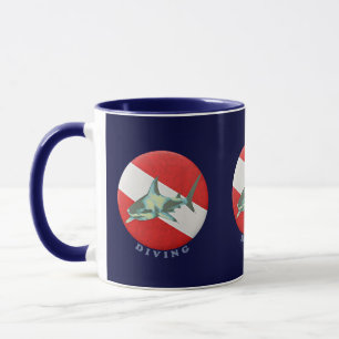 diving flag shark mug