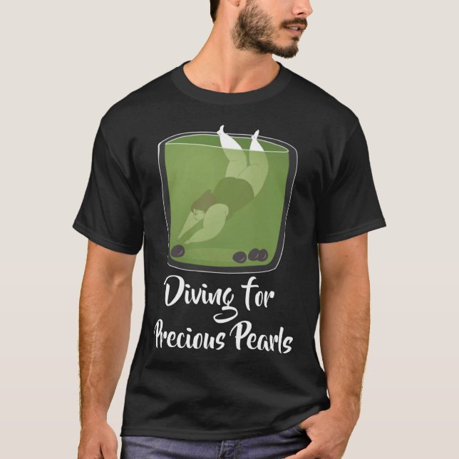 Diving for Precious Pearls Green Milk Tea with Tap T-Shirt (Front)