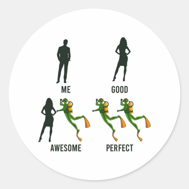 Diving Funny Scuba Diver Apparel Dive Instructor Classic Round Sticker (Front)