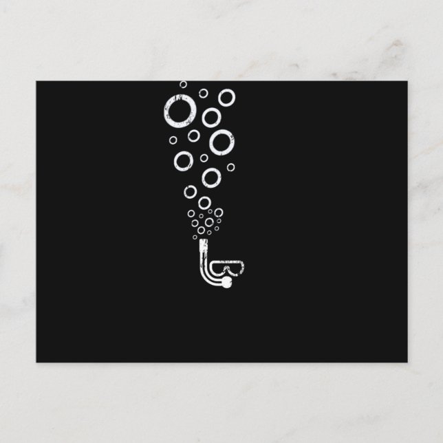 Diving goggles bubbles diver snorkelling postcard (Front)