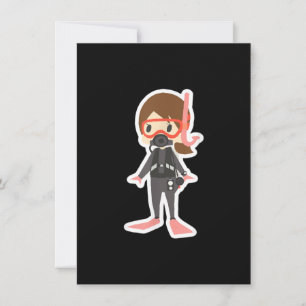 Diving I Love Snorkelling Swimming Girl Kids Invitation